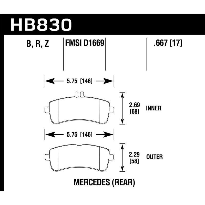 Hawk Performance Hawk 13-16 Mercedes-Benz SL63 AMG/SL65 AMG HPS 5.0 Rear Brake Pads