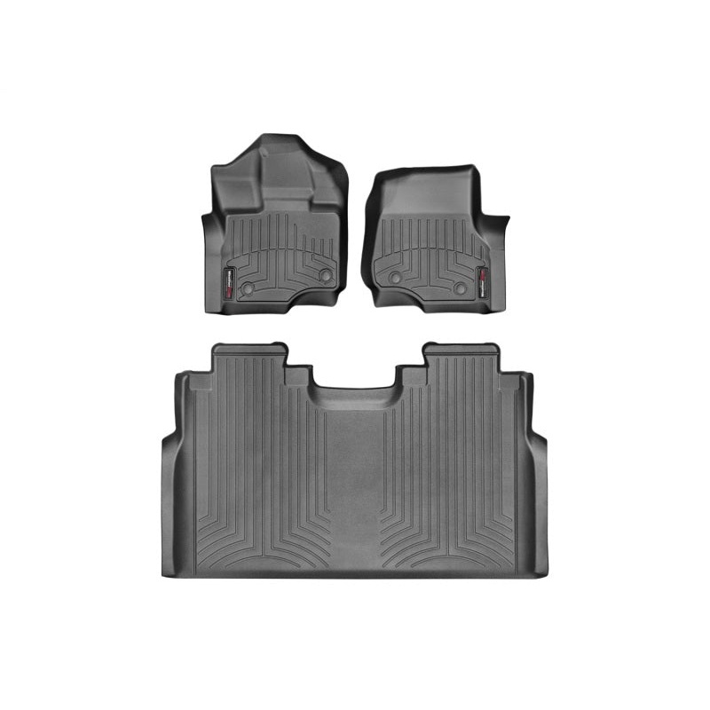 WeatherTech 2015+ Ford F-150 SuperCrew w/ Bench Seat Front Rear FloorLiner – Black