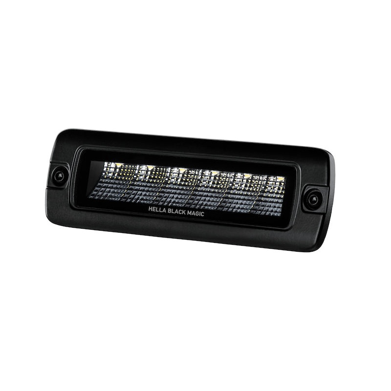 Hella Universal Black Magic 6 L.E.D. Flush Mount Mini Light Bar – Flood Beam