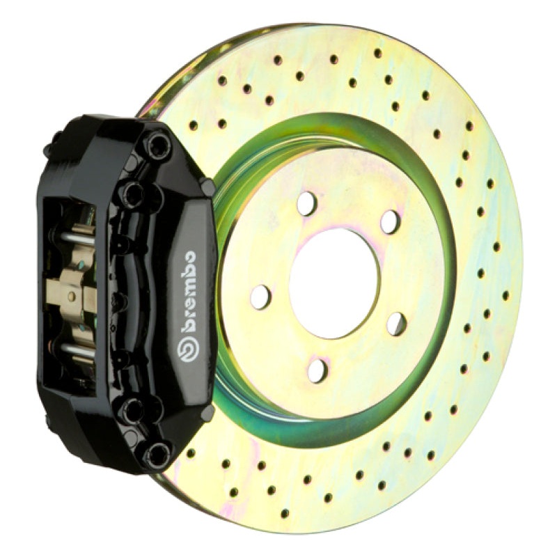 Brembo 12-19 Fiat 500 Pop/Sport/Abarth Fr GT BBK 4Pist Cast 2pc 28 5×28 1pc Rotor Drilled-Black