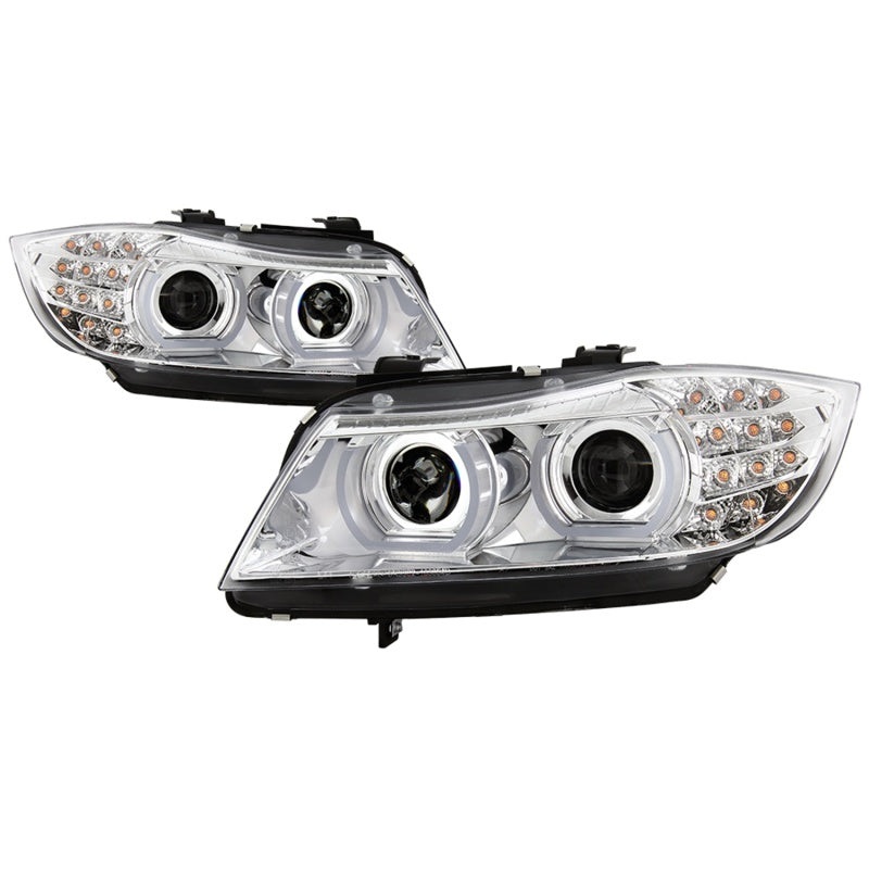 Spyder 09-12 BMW E90 3-Series 4DR Projector Headlights Halogen – LED – Chrome – PRO-YD-BMWE9009-C