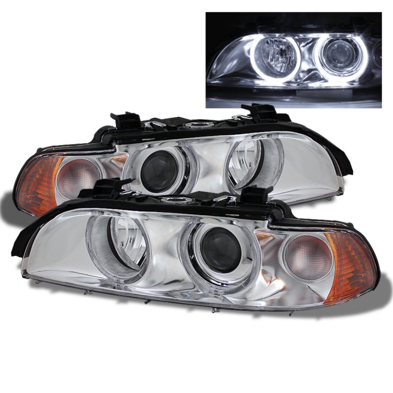 SPYDER Xtune Bmw E39 5-Series 97-03 Halo Projector Headlights Chrome PRO-CL-BE3997-G2-C