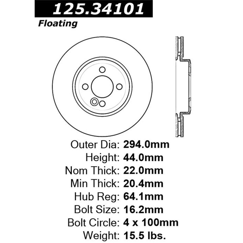 Stoptech 08-11/14-16 Mini Cooper Front High Carbon Cryo Brake Rotor